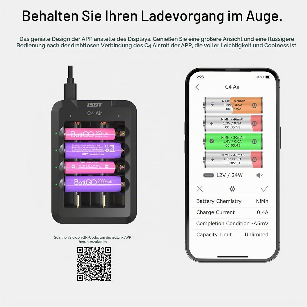 ISDT C4 Air Rundzellen-Ladegerät AAA AA 18650