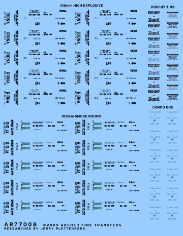 Archer AFT Decals 105 mm Kisten Abziehbilder 1/35 britisch