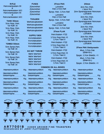 Archer AFT Munitionskisten Stencils Decals 1/35 Deutsch