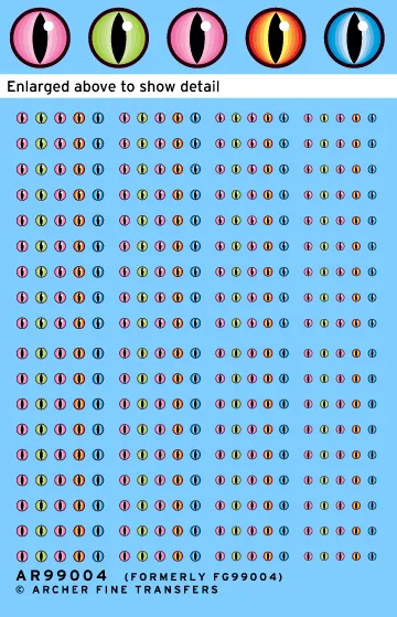 Archer Eyeball Slit Monster Augen Decals Mix 1 Klein