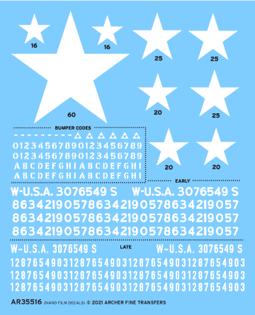 Archer U.S. Armor Sherman Basics Sterne Decals 1/35