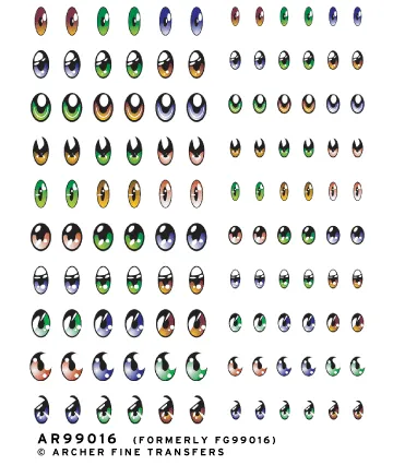 Archer Anime Eyeball Mix 2 Augen Decals large 1/6-1/4