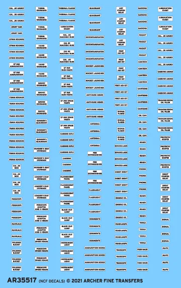 Archer Miscellaneous Interior Information Placards Abziehbilder 1/35