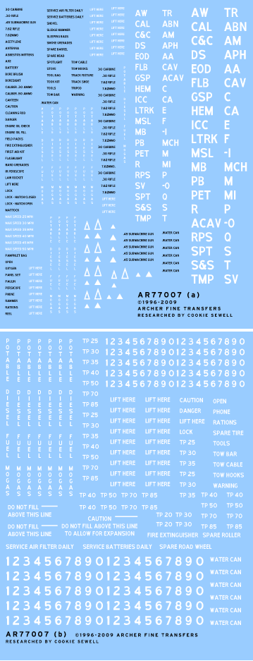 Archer AFT Decals US-Stencils Abziehbilder 1/35 2-Bogen-Set