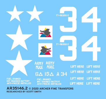 Archer U.S. Armor M4A3E8 Decals 1/35 Army Mule