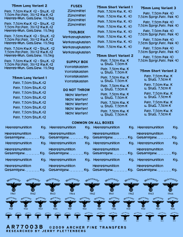 Archer AFT Decals Munitionskisten 75mm Schablonen