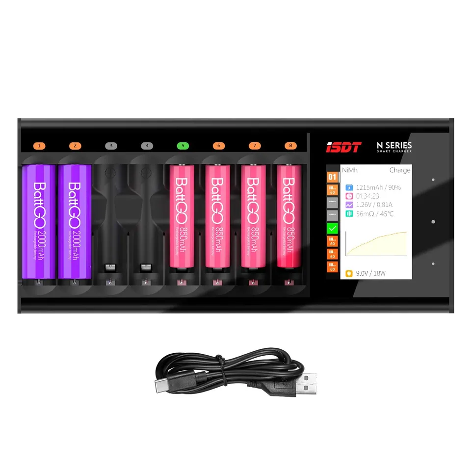 ISDT N8 Akkuladegerät 8-fach AA AAA USB-C