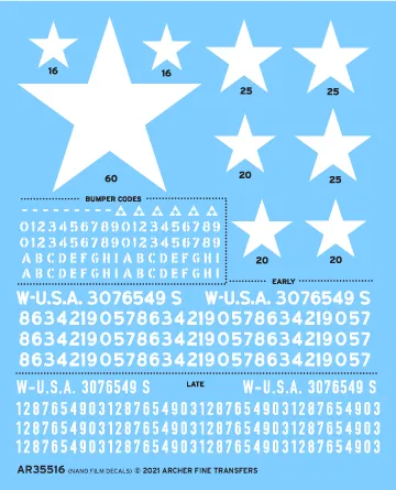 Archer U.S. Armor Sherman Basics Sterne Decals 1/35