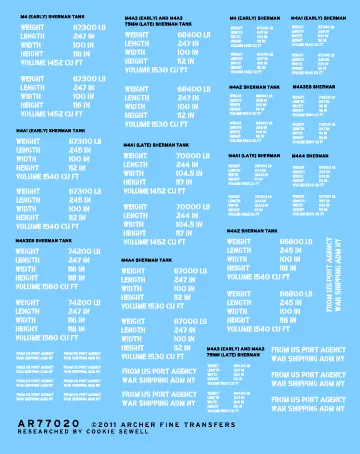 Archer AFT Sherman Shipping Decals 1/35 M4 Stencils