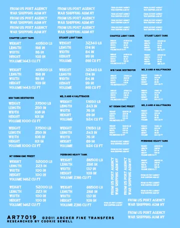 Archer AFT Decals D-Day Shipping Stencils Decals 1/35 US Panzer