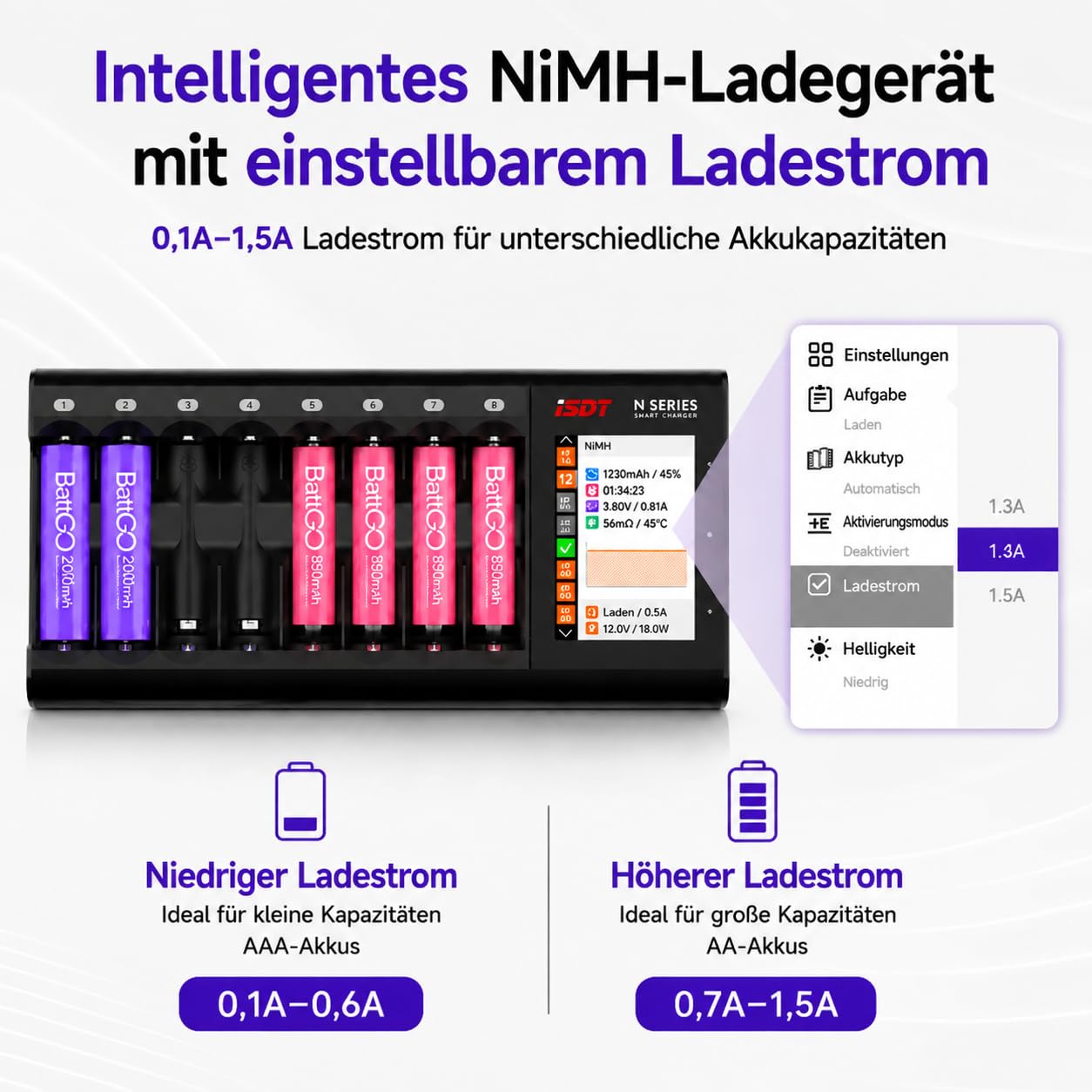 ISDT N8 Akkuladegerät 8-fach AA AAA USB-C