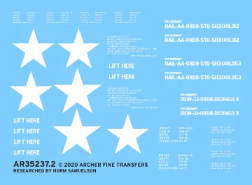 Archer U.S. Armor Generic T-26 Pershing Tank Decals 1/35 Außenmarkierung