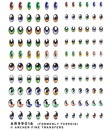 Archer Anime Eyeball Mix 2 Augen Decals large 1/6-1/4