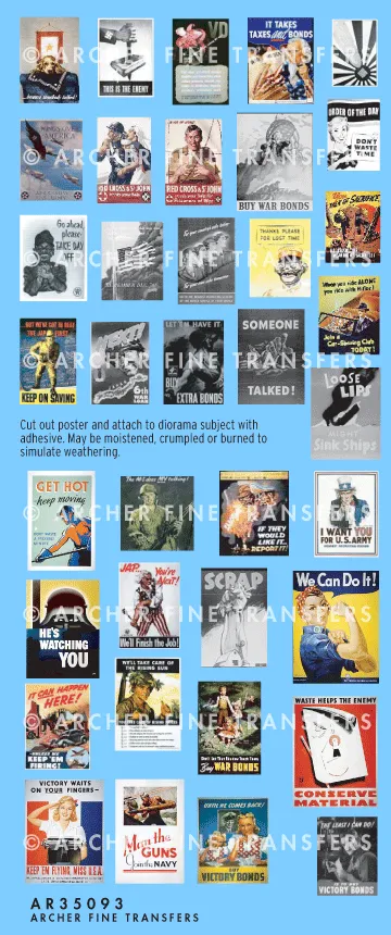 Archer Miscellaneous US WWII Poster Abziehbilder 1/35 37 Motive