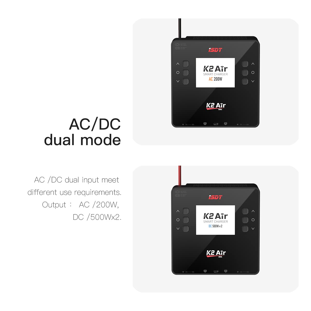 ISDT K2 AIR AC+DC Ladegerät 2x500W 20A 1-6S