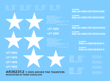 Archer U.S. Armor Generic T-26 Pershing Tank Decals 1/35 Außenmarkierung