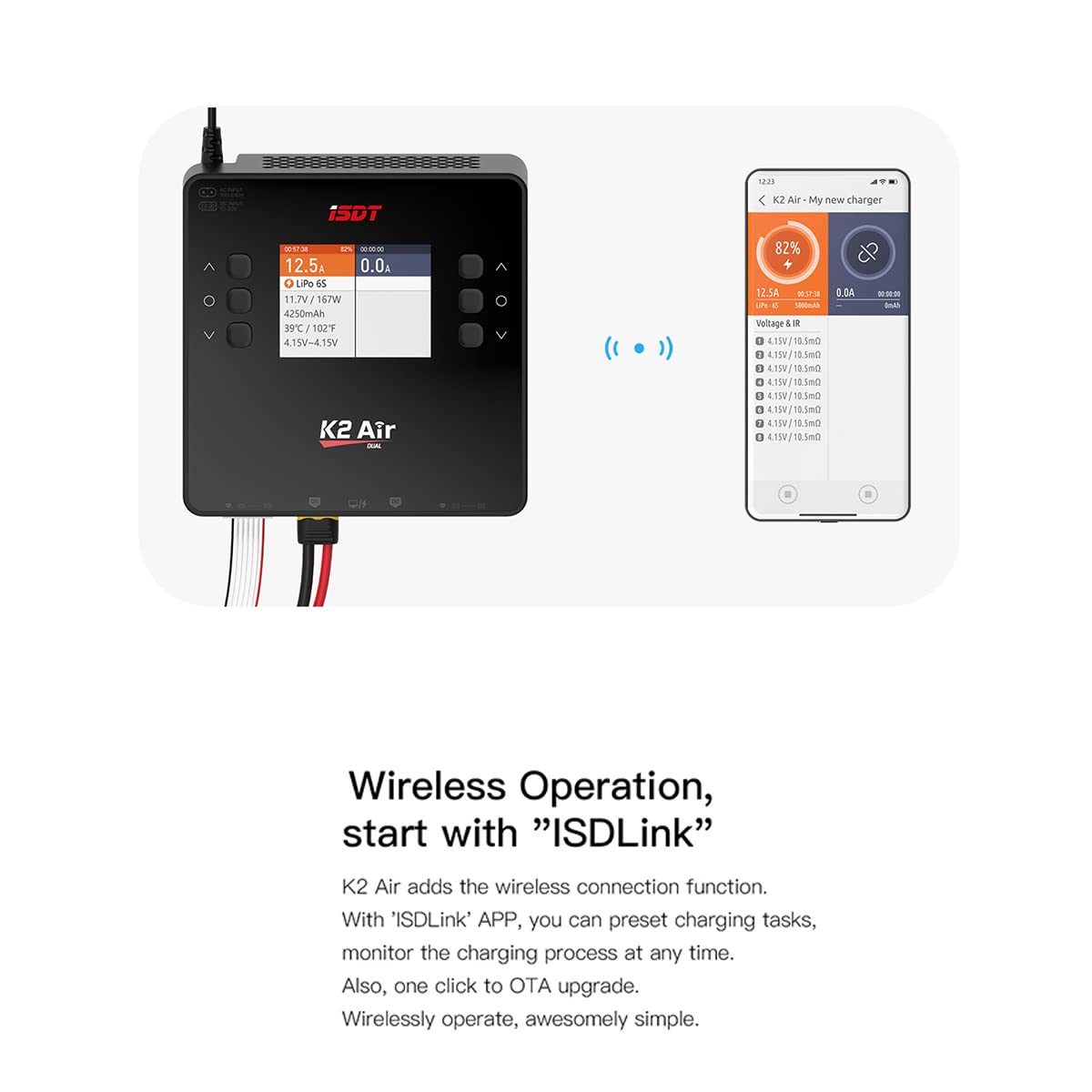 ISDT K2 AIR AC+DC Ladegerät 2x500W 20A 1-6S
