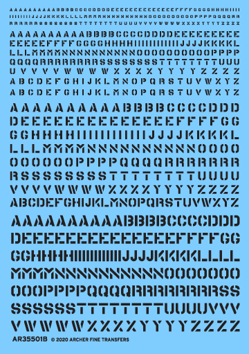 Archer Miscellaneous Schablonenschrift Schwarz 1-4 mm Decals