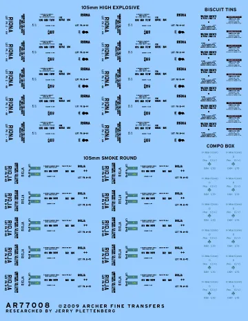 Archer AFT Decals 105 mm Kisten Abziehbilder 1/35 britisch