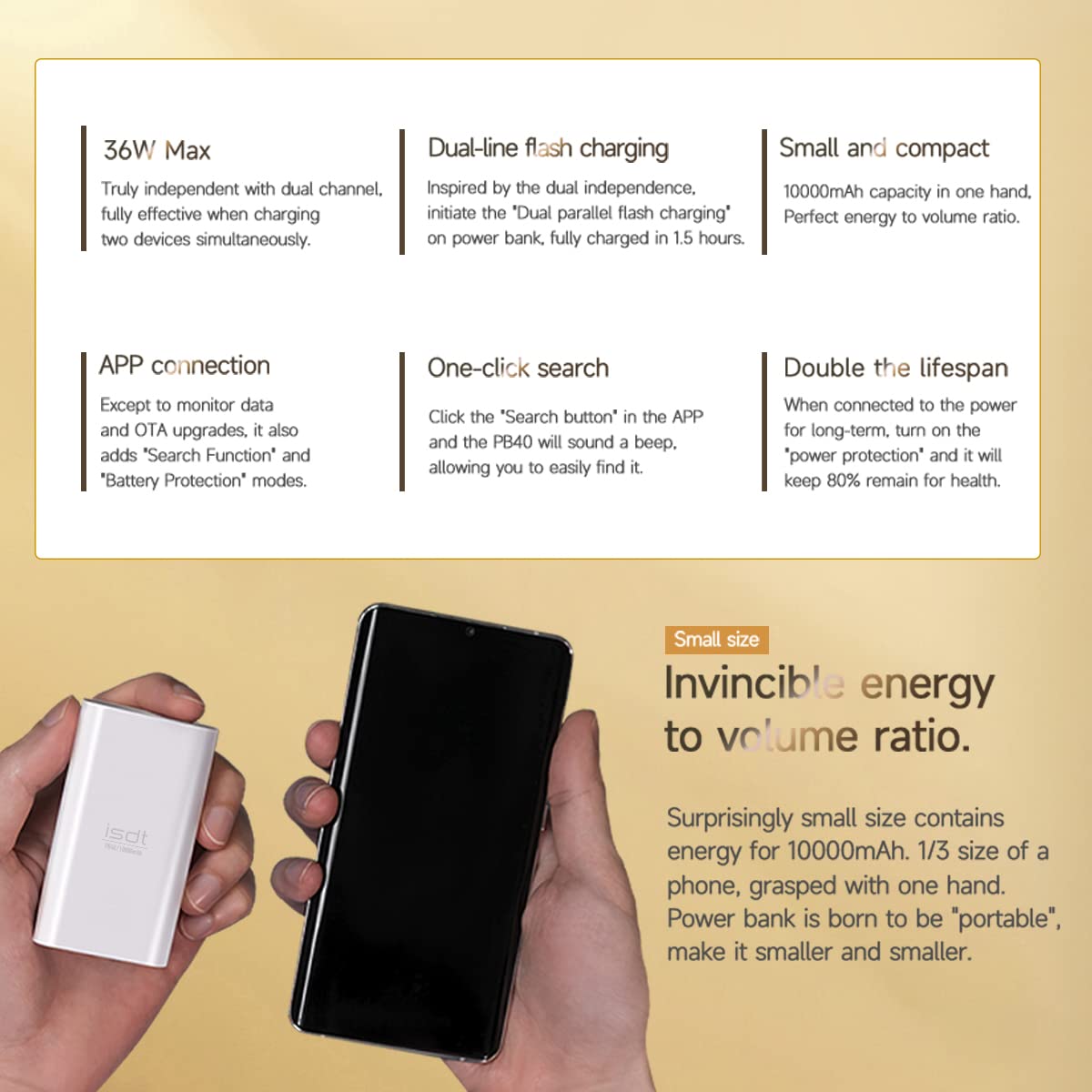 ISDT PB40 Mobile Power Powerbank 10000mAh 36W USB-C PD