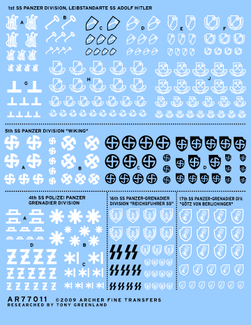 Archer AFT Decals Waffen SS Panzer Division Abziehbilder