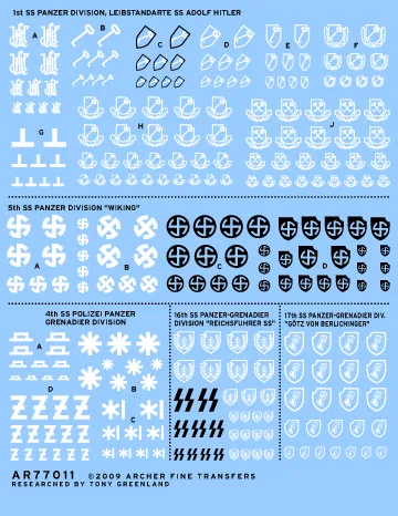 Archer AFT Decals Waffen SS Panzer Division Abziehbilder