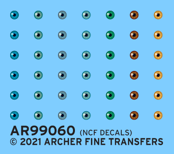 Archer Eyeball Decals Human Iris Abziehbilder 1/10 7 Farben 42 Stück