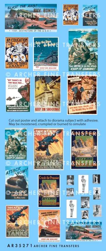 Archer Miscellaneous Panzerposter Pin-ups Set 1/35 US Diorama