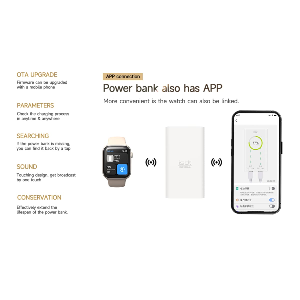 ISDT PB40 Mobile Power Powerbank 10000mAh 36W USB-C PD