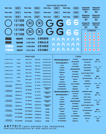 Archer AFT Decals Tiger Panther Stencils 1/35