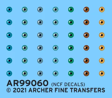 Archer Eyeball Decals Human Iris Abziehbilder 1/10 7 Farben 42 Stück