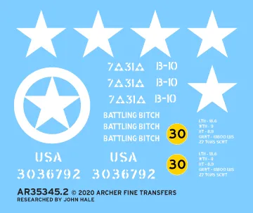 Archer U.S. Armor M4A1 Sherman Decals 1/35 Battling Bitch