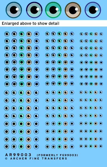 Archer Eyeball & Tattoo Decals Human Eyeball Mix #3 Decals 120 Figuren