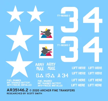Archer U.S. Armor M4A3E8 Decals 1/35 Army Mule