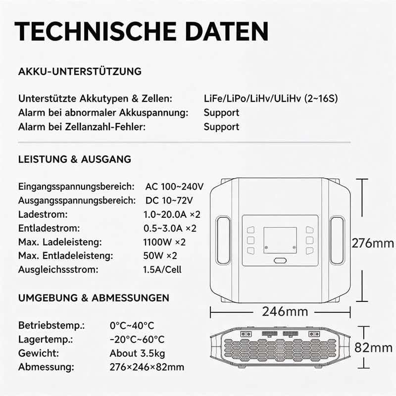 ISDT X16 Ladegerät AC 2200W LiPo Dual 2x20A
