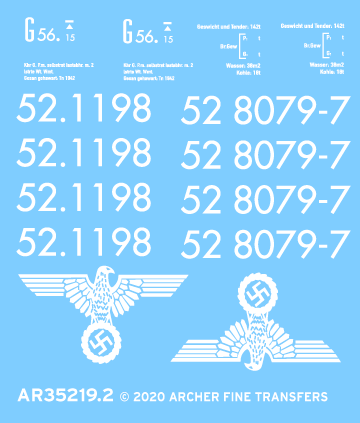 Archer Miscellaneous BR-52 Kriegslokomotive Decals für eine Lok