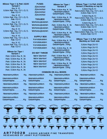 Archer AFT Decals 88 mm Munitionskisten Decals 1/35 schwarz